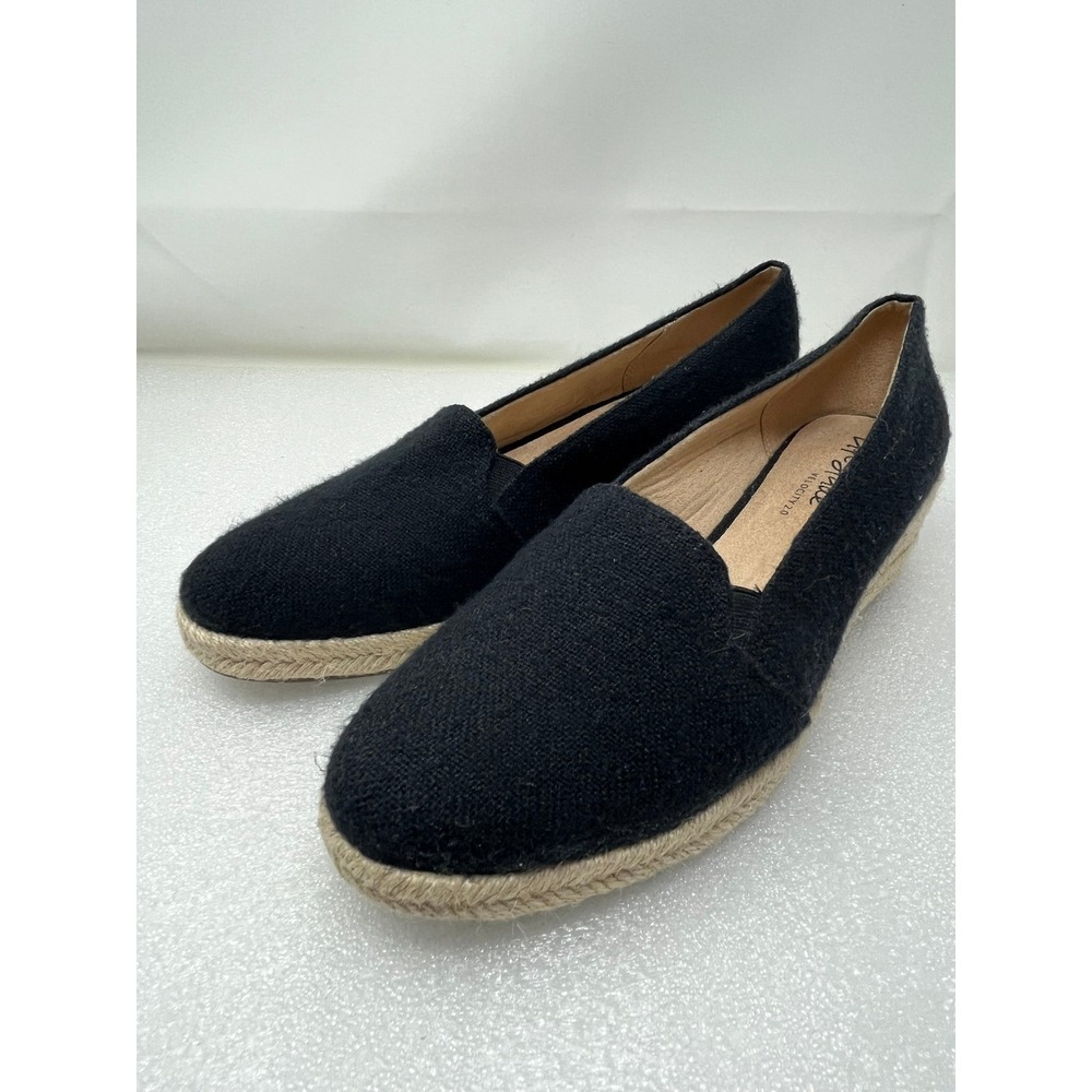 LifeStride Kamilla Black Fabric Espadrille Wedge Pumps Shoes Womens 11W